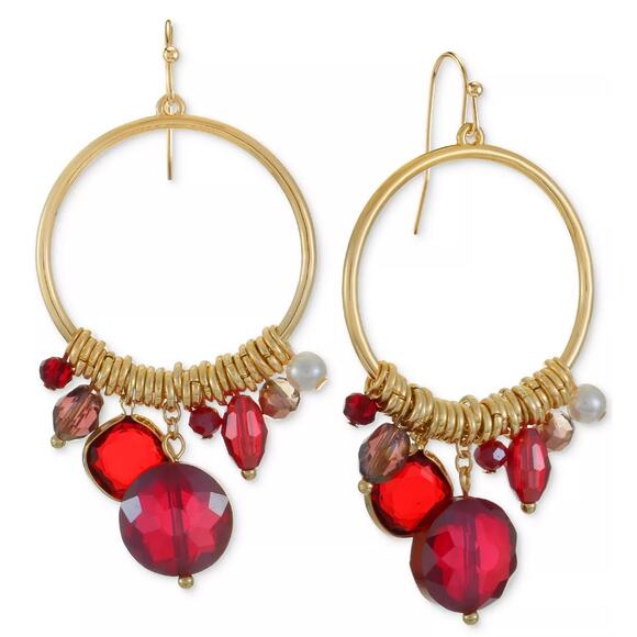 STYLE & CO Gold-Tone Mixed Stone Shaky Bead Drop Earrings - Picture 1 of 4